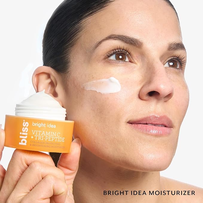 Bliss Vitamin C + Tri-Peptide Brightening Moisturizer | Squalane & Hydration Boosters | Anti-Aging Face Cream for Collagen and Elasticity | Clean Vegan & Cruelty Free 1.7 fl oz