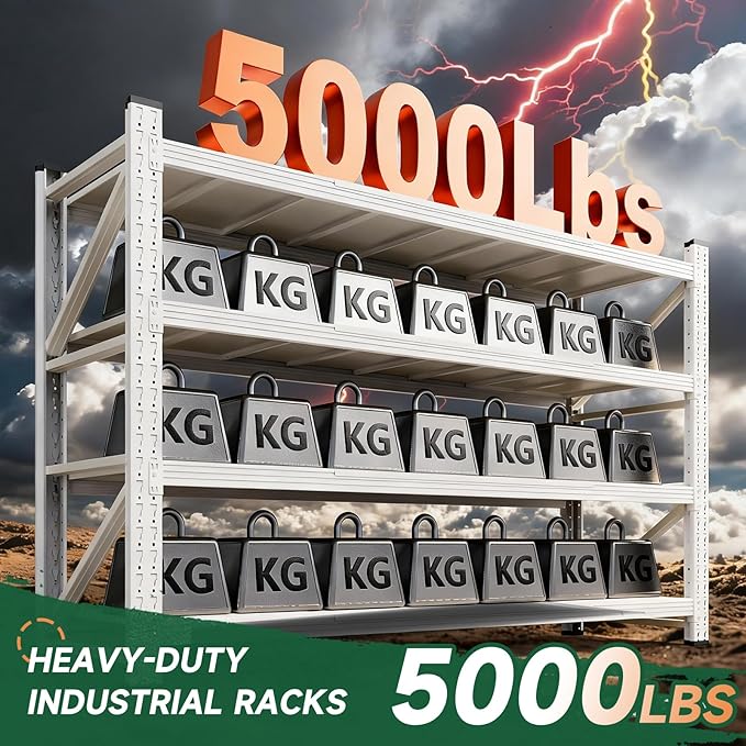 Letaya 71.3" W Metal Storage Shelves,5000LBS Heavy Duty Garage Shelving Units, 4 Tier Adjustable Utility Rack Shelf,Large Industrial Shelves,for Shop,Warehouse,Basement (71.3" W x 24" D x 70" H)