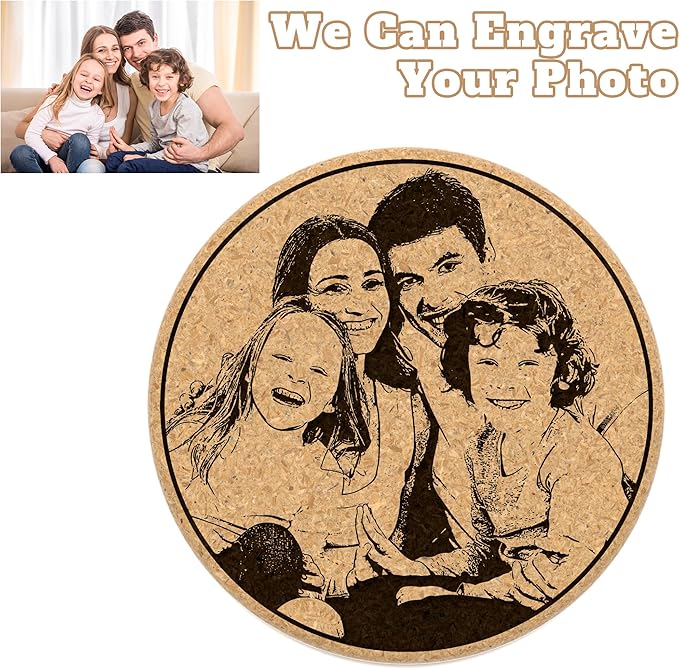 30 Custom Coasters, Personalized Cork Coaster Laser Engraved with Own Design Logo Text, Non-Slip Heat-Resistant Custom Cork Coaster for Wedding, Anniversary, Family Reunion Gifts (Thickend Round)