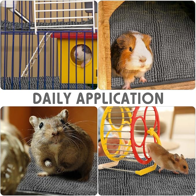Amylove 4 Pcs Guinea Pig Cage Liner 16 x 24 Inch Washable Chenille Pee Pads Pet Dog Cat Bedding Training Mat Reusable for Small Animals Puppy Bunny Hamster Chinchilla