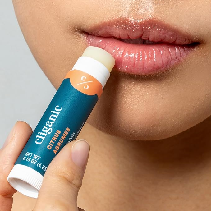 Cliganic Organic Lip Balm Set - 4 Flavors - Natural Hydrating for Cracked & Dry Lips