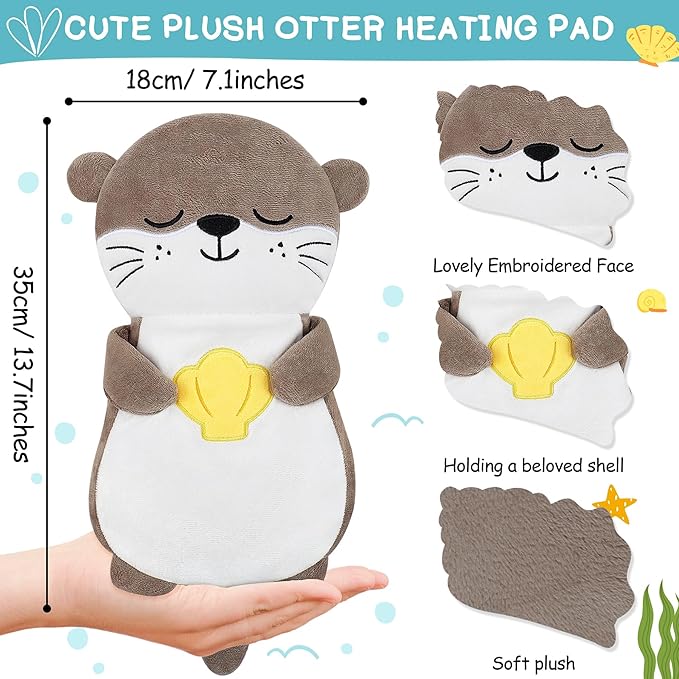 Microwave Heating Pad for Period Cramps,Otter Microwavable Heating Pad for Shoulder Neck Back Knee Pain Relief with Lavender Scented,Otter Plush Toys Heat Pack for Women Mother's Day Kids Birthday