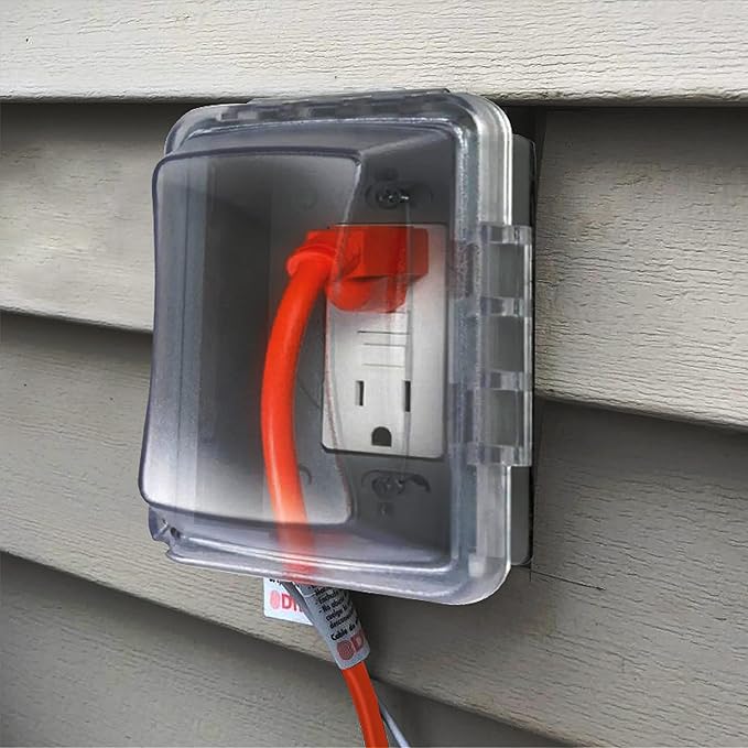 TayMac MM510C Single-Gang Horizontal/Vertical Weatherproof Receptacle Cover, 3.75 Inches Deep, Clear