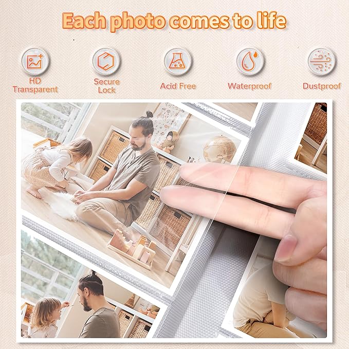 Photo Album 4x6 with 600 Pockets,Slip-in Picture Albums,Linen Cover Memory Book with Front Window,White Page Vertical Photo Book for Wedding,Family,Anniversare,Baby,Vacation