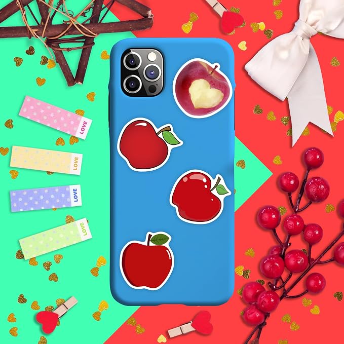 100Pcs Apple Stickers for Water Bottle and Laptop - Apple Party Supplies & Decorations, Waterproof Vinyl Decals, Fruit and Fun Stickers, Gifts for Women & Men