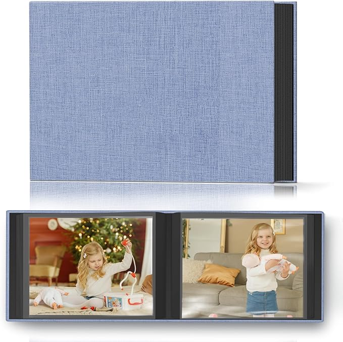 Popotop Photo Album 4x6 48 Pockets for Wedding Gifts,Linen Hardcover Picture Albums for Family Anniversary Baby Vacation Pictures