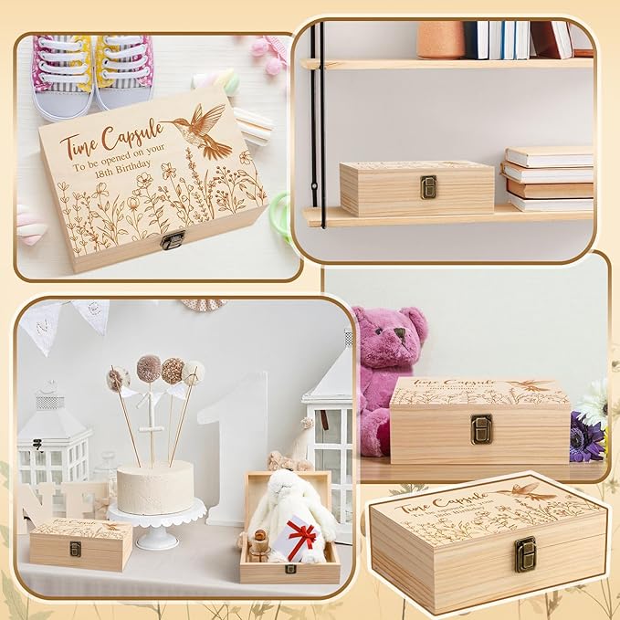 Time Capsule Box 1st Birthday Time Capsule Keepsake Box to Baby Open on Your 18th Memories Newborn Wedding Gift for Kids