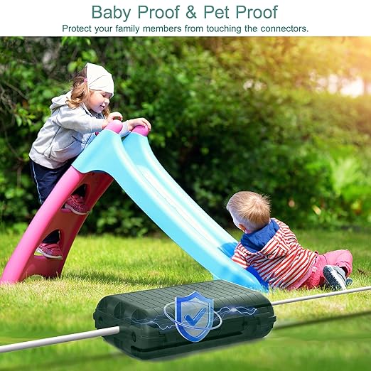 Outdoor Waterproof Electrical Box, 2 Pack Large Extension Cord Cover Protector Plug Connection Cable Safety Box IP54 Water-Resistant for Power Strip, Holiday Light and Decorations, Green