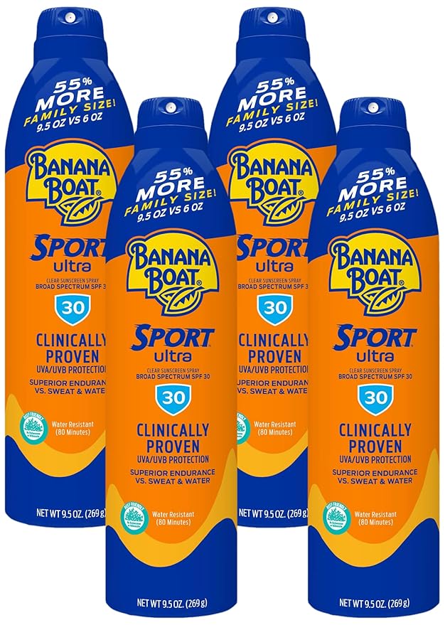 Banana Boat Sport Ultra SPF 30 Sunscreen Spray, 9.5oz | Banana Boat Sunscreen Spray SPF 30, Oxybenzone Free Sunscreen, Spray On Sunscreen, Water Resistant Sunscreen, Family Size Sunscreen, 9.5oz