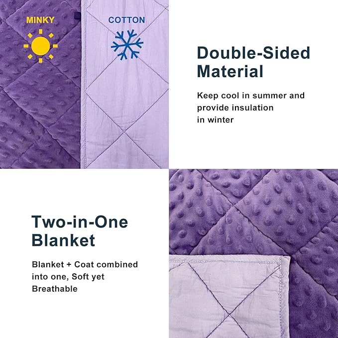 MAXTID Violet Weighted Blanket for Kids 5lbs 36inx48in for Children 30 to 70lbs Child Heavy Blanket Purple