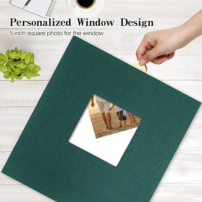potricher Linen Hardcover Photo Album 4x6 1000 Photos Large Capacity for Family Wedding Anniversary Baby Vacation (Dark Green, 1000 Pockets)