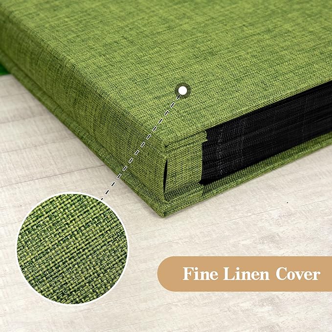 potricher Photo Album for 4x6 600 Photos Linen Cover Extra Large Capacity Picture Book for Family Wedding Anniversary and Baby (Green)