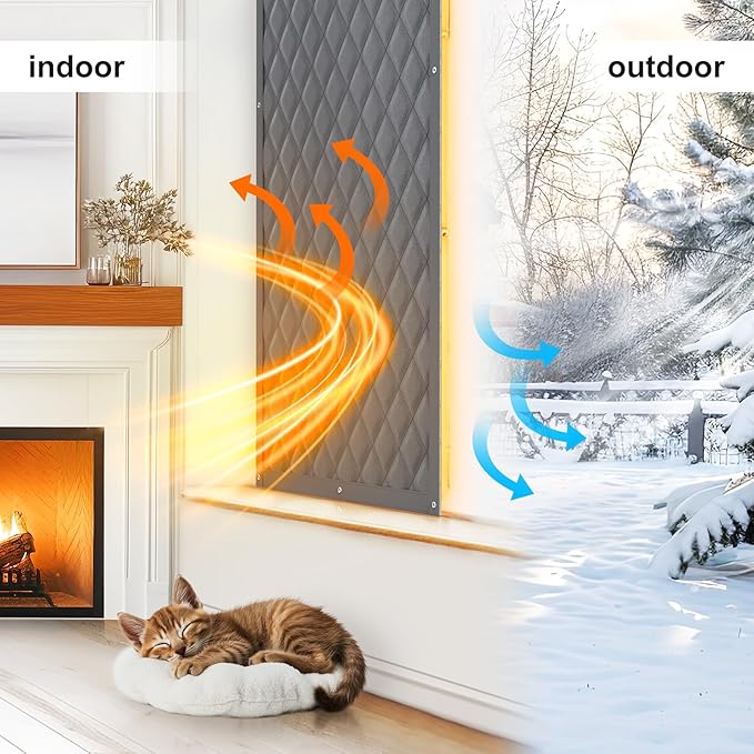 Thermal Window Cover for Winter,38" X 62" for Window Insulation for Summer Heat, Oxford Cloth Cotton Layer Window Sun Blocker to Keep Heat, Window Insulation Kit Fits Up to 3 x 5 Ft Window