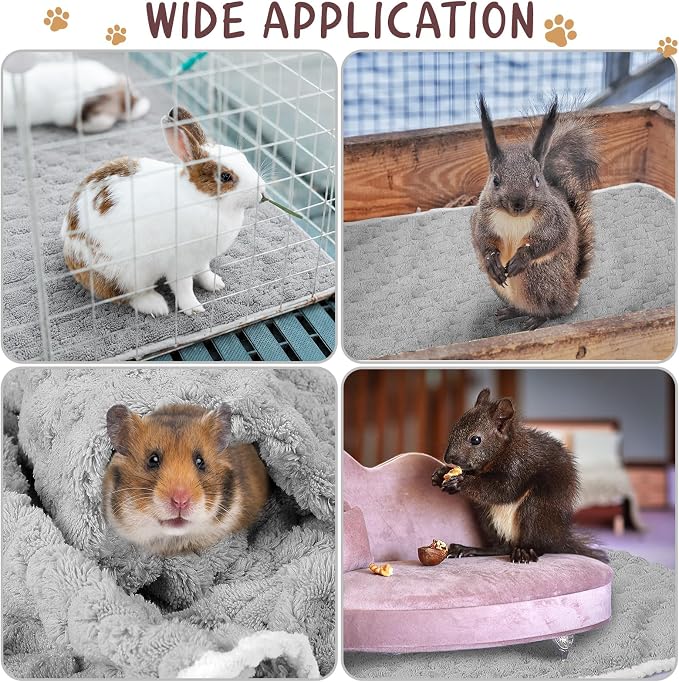 Moukeren 20 Pcs Guinea Pig Fleece Bedding Blankets Bulk Washable Small Animal Fleece Cage Liners Pet Sleeping Mat Cover for Hamster Chinchilla Rabbit Hedgehog (14 x 30 Inch,Cloud Style,Gray)