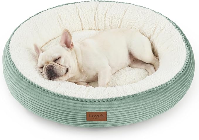 Love's cabin Round Donut Cat and Dog Cushion Bed, 30in Pet Bed for Medium or Large Dogs, Anti-Slip & Water-Resistant Bottom, Soft Durable Fabric Pet Beds, Washable Calming Cat Bed, Apple Green