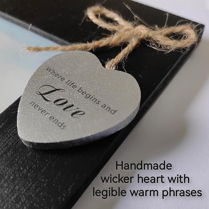 Family Picture Frame 4x6,Where Life Begins and Love Never Ends Photo Frame Heart Black,Father Day,Mother Day' S Gift,Wooden Family Frame for Wall 4x6 (Family Horizontal)