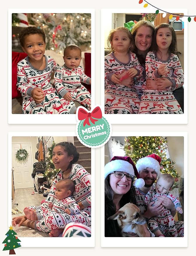 PATPAT Christmas Family Matching Pajama Sets Includes Christmas Socks - Perfect for Family Photos & Holiday Celebrations