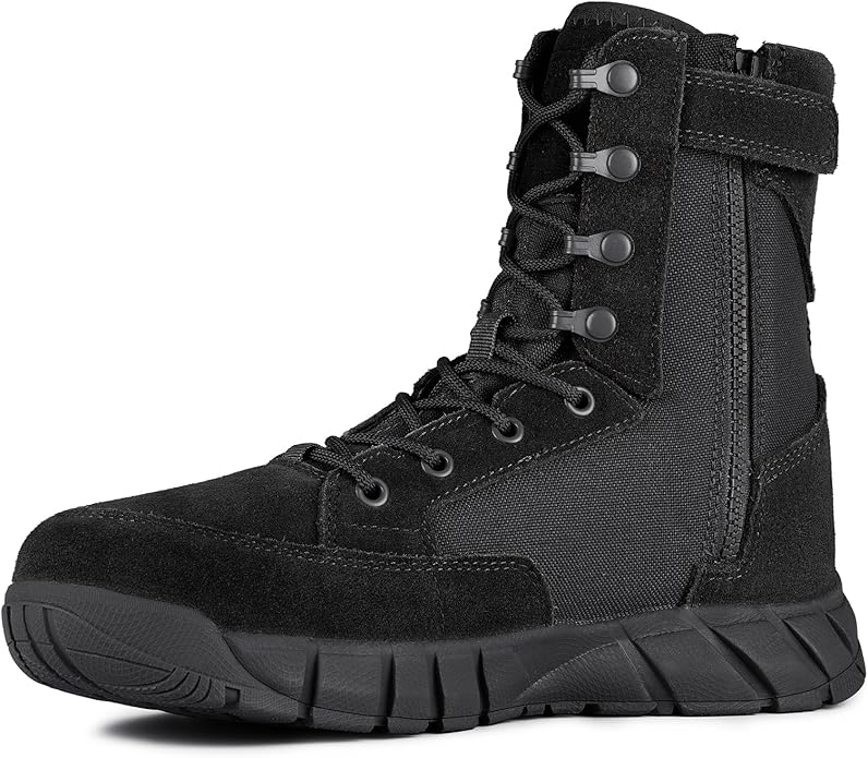 FREE SOLDIER Men's Work Tactical Boots 8 Inches Lightweight Combat Boots Durable Suede Leather Military Boot Desert Boot