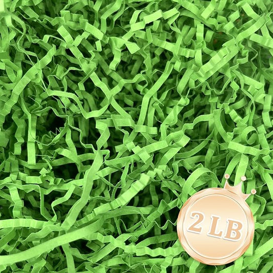 2 LB Parrot Green Crinkle Cut Paper Shred Filler Great for Gift Wrapping, Parrot Green Basket Fillers, Birthday, Halloween Thanksgiving Christmas Easter Party Decor Filling Supplies