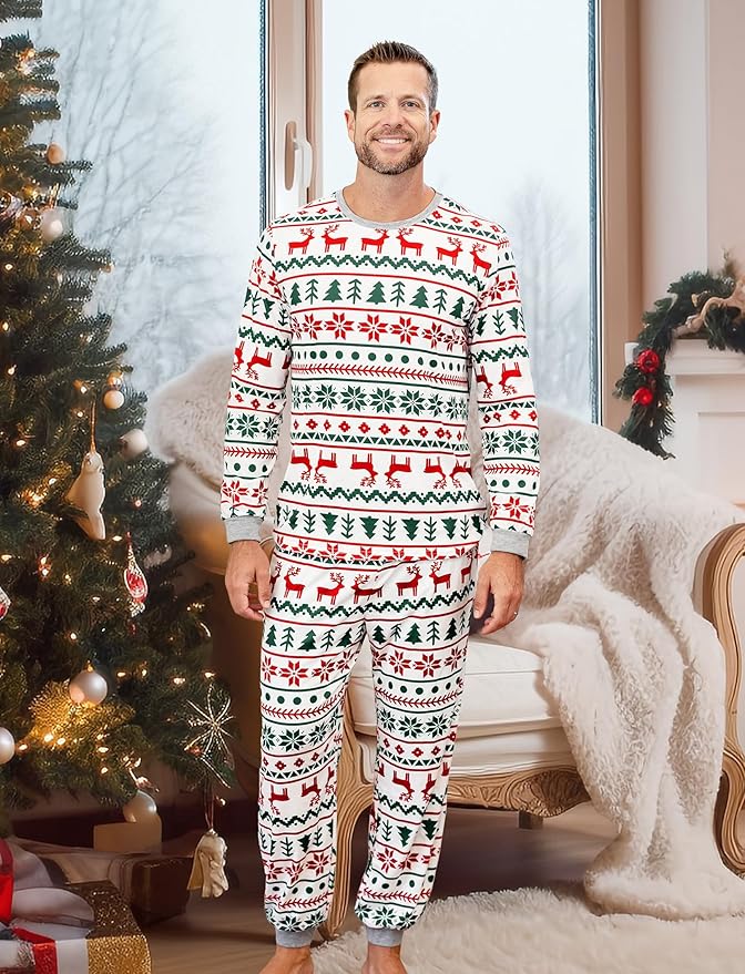 PATPAT Christmas Family Matching Pajama Sets Includes Christmas Socks - Perfect for Family Photos & Holiday Celebrations