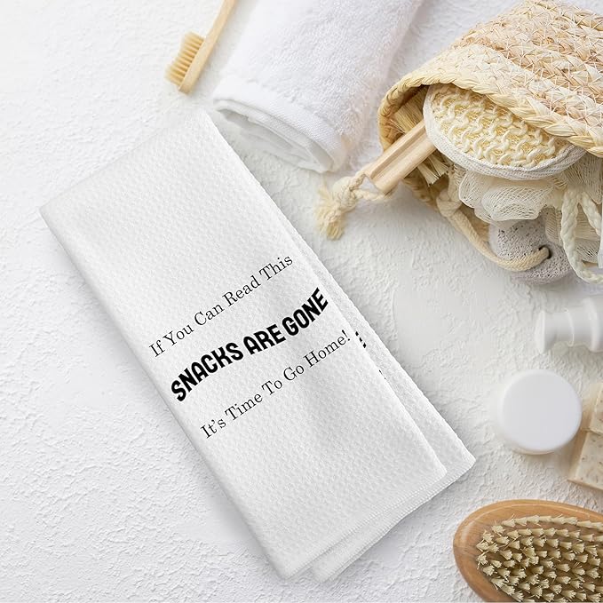 Funny Snacks Kitchen Towels Decor, Hostess Gift Dish Towel 16x24 Inches, Funny Dish Towels with Sayings Decorative Absorbent Dishcloths Tea Towels for Kitchen Decor
