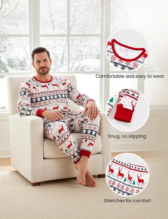 PATPAT Christmas Family Matching Pajama Sets Includes Christmas Socks - Perfect for Family Photos & Holiday Celebrations