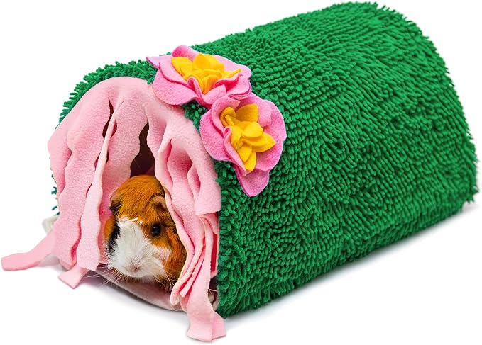 Guinea Pig Hideout, Soft Fleece Cactus Pet Bed & Tunnel House | Cute Small Animal Bedding Cage Accessories Indoor Also for Hedgehog, Chinchilla, Hamster Sleeping