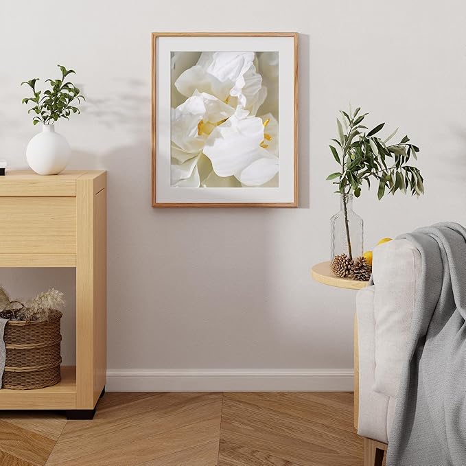 Rustic Oak Wooden Picture Frame, 20x24 with Tempered Glass, Matted to 16x20 (Natural Oak, 1 Pack)