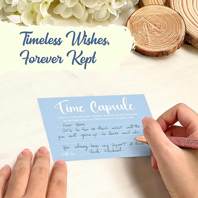 Time Capsule Box 1st Birthday Gifts - Baby Time Capsule For First Birthday Party Games, 1st Birthday Party Activities For Guests, Blue Time Capsule Cards 1st Birthday Decorations For Boys