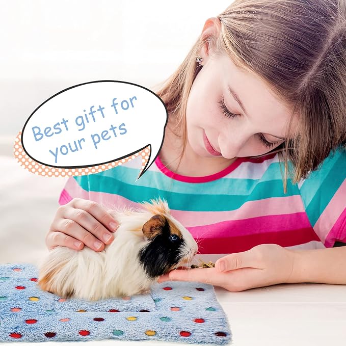 Jetec 3 Pcs Guinea Pig Beds, Fleece Small Animal Mats, Dots, Red | 10 x 11 in Soft Double Sided Fleece Pad for Rabbit, Hamster, Chinchilla, Rat, Warm Hideout, Cozy Small Animal Cage Bed