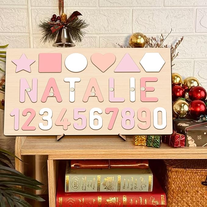 Name Puzzle Baby Gifts for Girl Boy, Todder Toy for Montessori Learning, 1 Year Old Baby Gift for Christmas Birthday