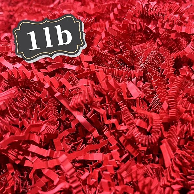 ZEBMOON 1 LB Red Crinkle Cut Paper Shred Filler Great for Gift Wrapping, Basket Filling, Birthday, Wedding, Halloween, Thanksgiving, Christmas Day, New Year Party Decorations Filling Supplies