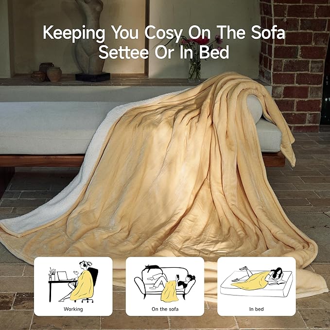 GOTCOZY Heated Blanket - Full Size Electric Blanket with 6 Heating Levels & 10 Hour Auto Off, ETL Certified (72x84 Inch Yellow)