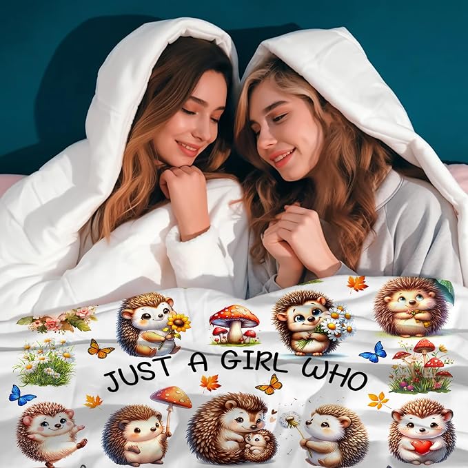 Hedgehog Blanket Gifts for Women Hedgehogs Blankets and Throws Stuff Cute Hedgehog Gifts for Women Girls Boys Kids Adults Animal Lovers Birthday Decorations Room Decor 80"X60"