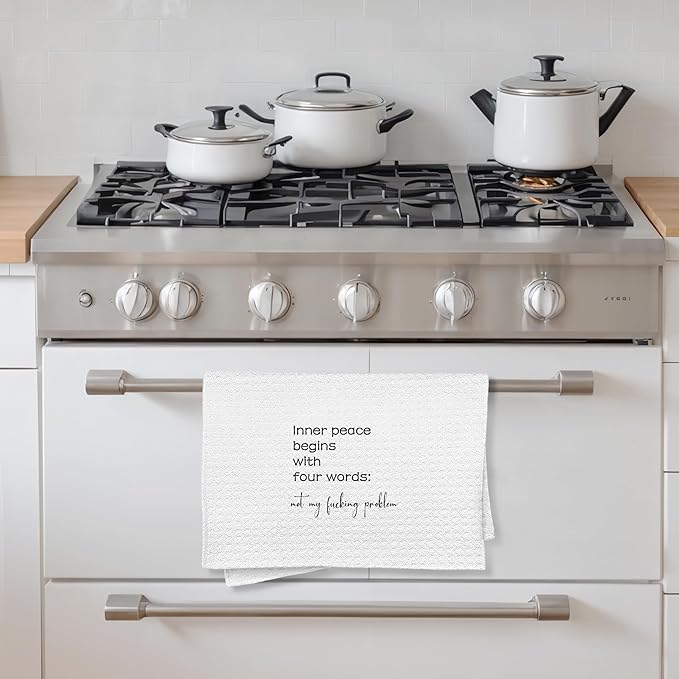 Funny Kitchen Towels, Funny Quote Hand Towels for Bathroom, Funny Dish Towels Tea Towels for Kitchen, Mental Health Gifts, Sarcastic Gifts for Women, Funny Kitchen Bathroom Decor, 16x24 Inch