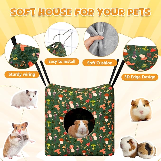 Geelin 8 Pcs Rat Hammock Bed Rat Accessories for Cage Ferret Hammock Bed Hideout Guinea Pig Hanging Tunnel Glider Toy for Small Animals Hamster Chinchilla Sugar Squirrel