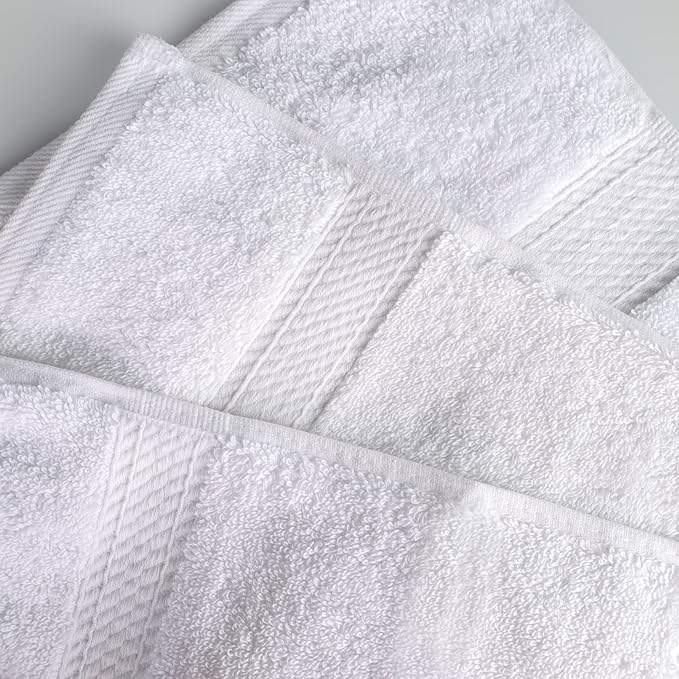 BLUENILEMILLS Madison Egyptian Cotton Towels, Towel Set for Bathroom, Shower, Hotel, Plush, 900 GSM, Highly Absorbent and Ultra-Soft Towels, Bath Essentials, 8 Piece Assorted Towel Set, White