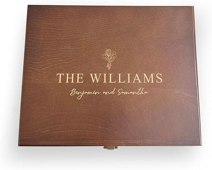 Wedding Memory Box, Personalized Keepsake Wood Box, walnut colored Wood Keepsake Box, Custom Wedding Gift, Custom Photo Box, Gifts for Her