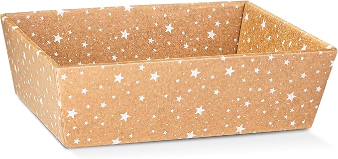 Pack of 5 Empty Sturdy Gift Basket Made in Italy - Ideal for Party, Wedding and Any Occasion - 9" x 6.69" x 3.14" Havana - Stars
