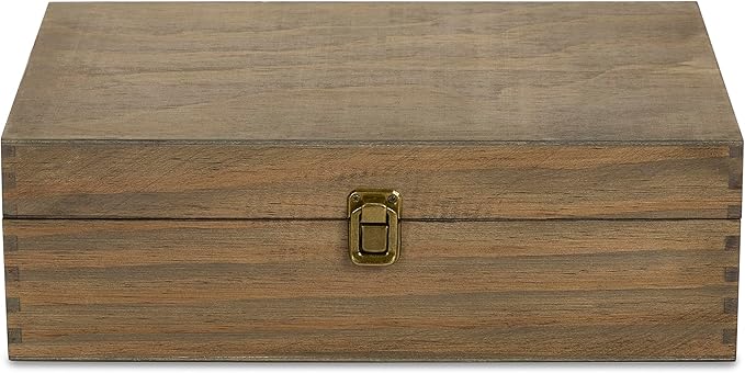 makerflo XL Dark Walnut Wood Memory Box (Pack of 12) with Hinged with Clasp, Black Felt Inside, Keepsake Wooden Box Ideal for Craft and Personalization (Laser Engraving, Epoxy, UV DTF, and Vinyl)