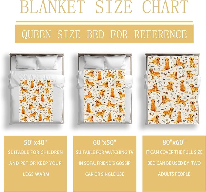 Golden Retriever Blanket Gifts for Girls Women Soft Flannel Golden Retriever Throw Blanket Merch Stuff for Room Decor 50"X40"