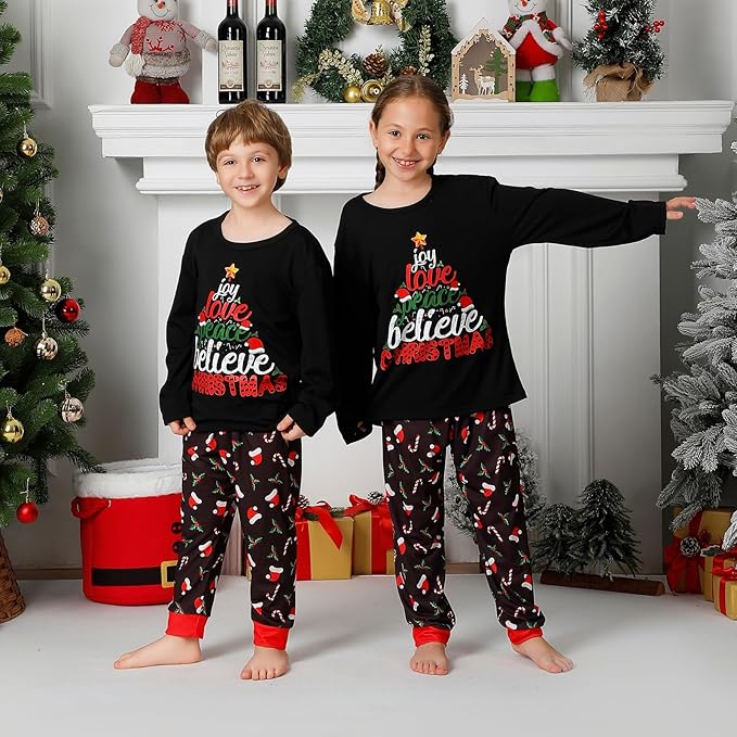 Family Christmas PJs Matching Sets, Cute Holiday Pajamas Printed Top and Pants, Xmas Jammies for Couples/Men/Women
