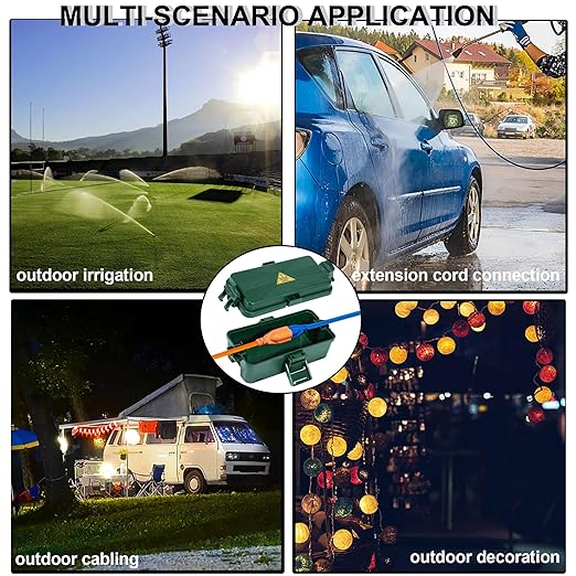 Outdoor Electrical Box Waterproof IP54 Extension Cord Cover(Inner 6.5 x 3.5 x 2.2inch) Wall-Hangable Box for Plug, Halloween, Christmas String Lights, Weatherproof Connection (1 PCS Green)