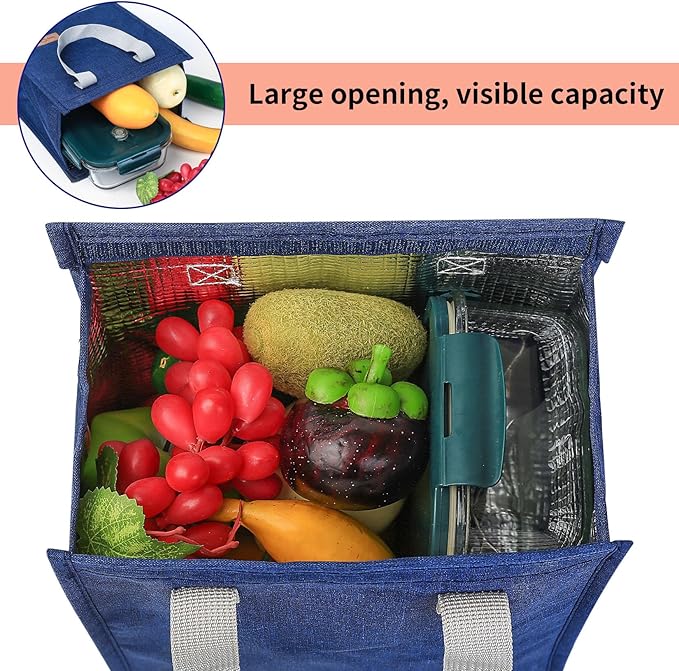 Lunch Bag Insulated, Lunch Box Bag, Reusable Lunch Tote Bag, Lunch Box Container Bag Insulated for Women, Men, Work, Office, Travel - Blue