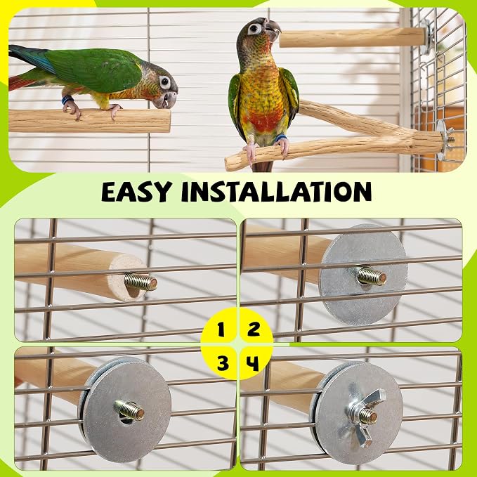 8 Pack Natural Wood Bird Perches for Cage, Perch Set
