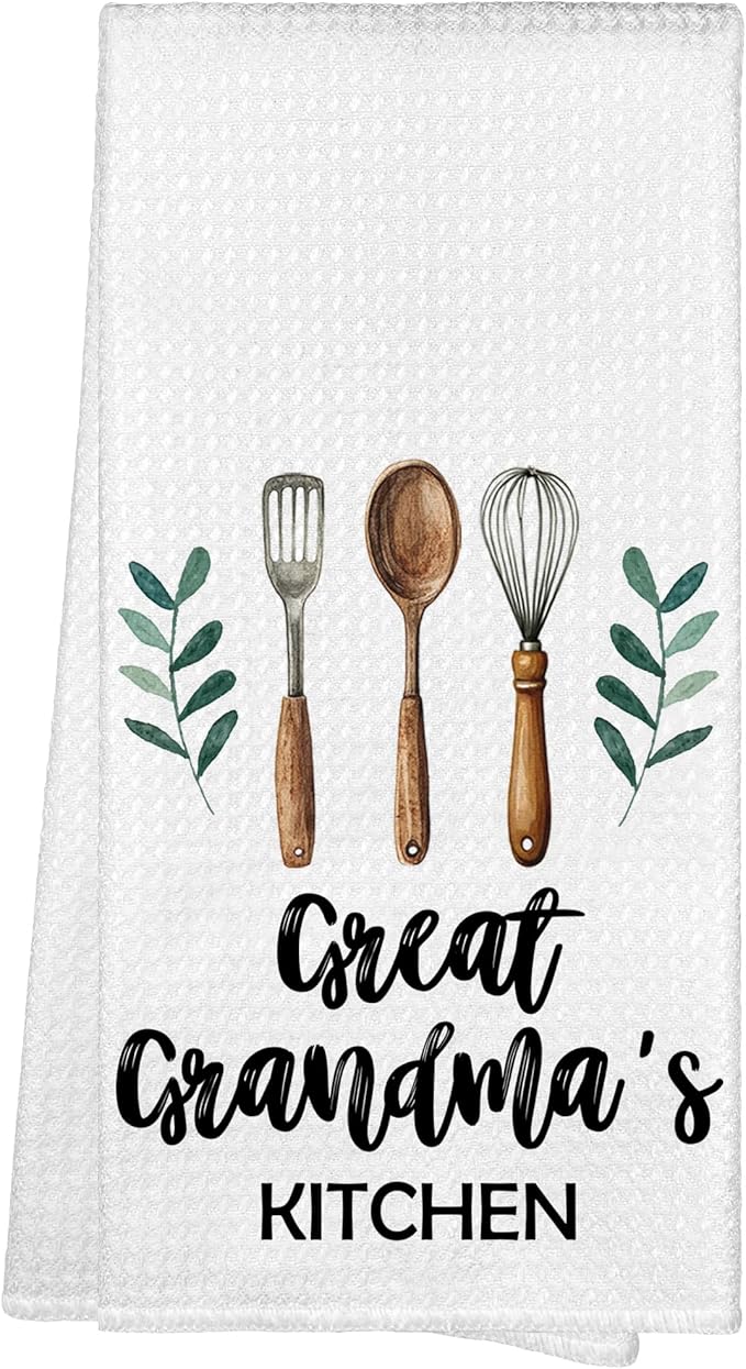 Great Grandma's Kitchen Towels Gifts, Great Grandma Christmas Birthday Gifts Hand Towels for Great Grandma, Rustic Farmhouse Decorative Tea Dish Towels for Room Mother's Day Decor 16x24 in
