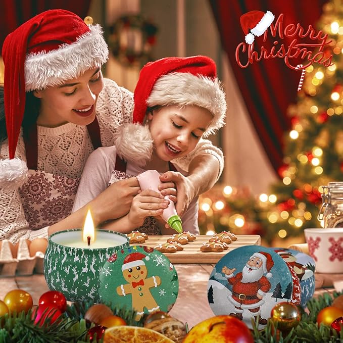Christmas Candles, 4 Pack Scented Candles, Christmas Gifts for Women, Soy Candles Set, 120H Burning Time, Aromatherapy Candle for Meditation, Yoga, Relaxation, Bath, SPA, Ideal Gifts for Women