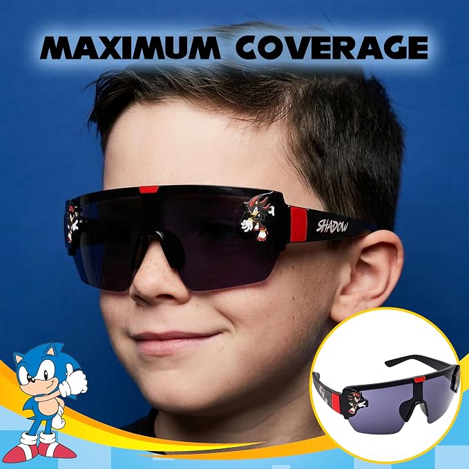 ARKAID Sonic the Hedgehog Boys Sunglasses | 100% UV Protection | Official Sega Sonic the Hedgehog Boys Sunglasses | Impact Resistant | Gift Idea | Fits Most Kids