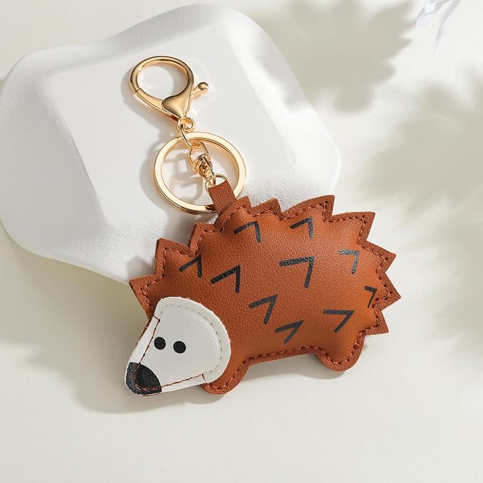 3D Hedgehog Bag Charm PU Leather Cute Charms for Car Key Purse Handbags Keychain Accessories Bestie Gift