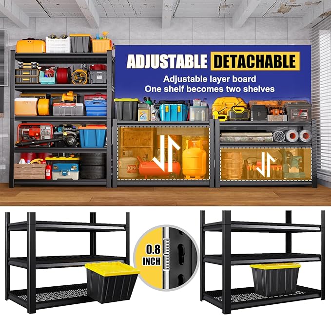 Garage Shelving-3000 lbs 5 Tier Storage Shelves, Adjustable Heavy Duty Metal Shelving Unit and Storage Large Wire Rack, Utility Steel Shelf for Warehouse Industrial Pantry Basement 71"x46"x18"